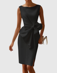 Chic Midi Dress With Sculpted Bow Detail 0