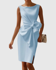 Chic Midi Dress With Sculpted Bow Detail 3