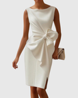Chic Midi Dress With Sculpted Bow Detail 4