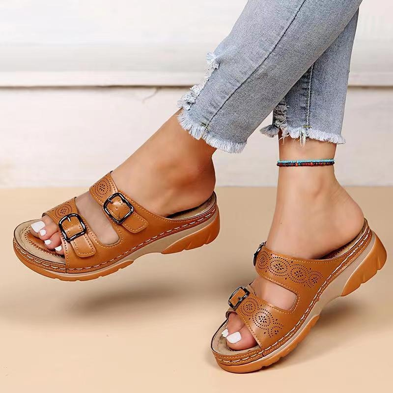 Chic Open Toe Mules for Women with Adjustable Straps 0