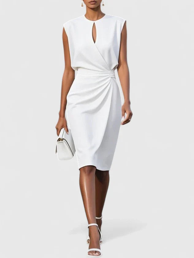 Chic White Midi Dress With Long Sleeves 6
