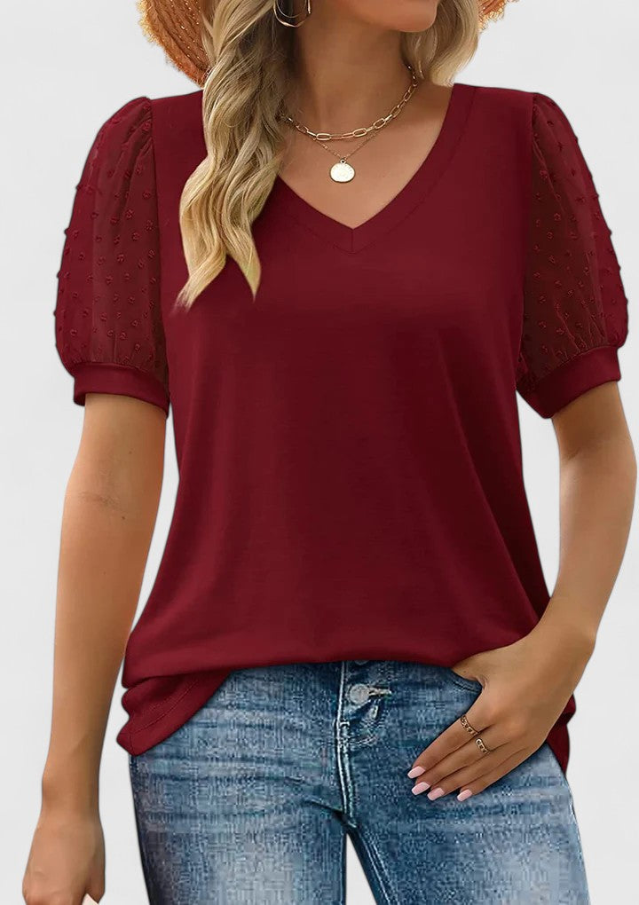 Chic Women's Blouse With Sheer Sleeves 2