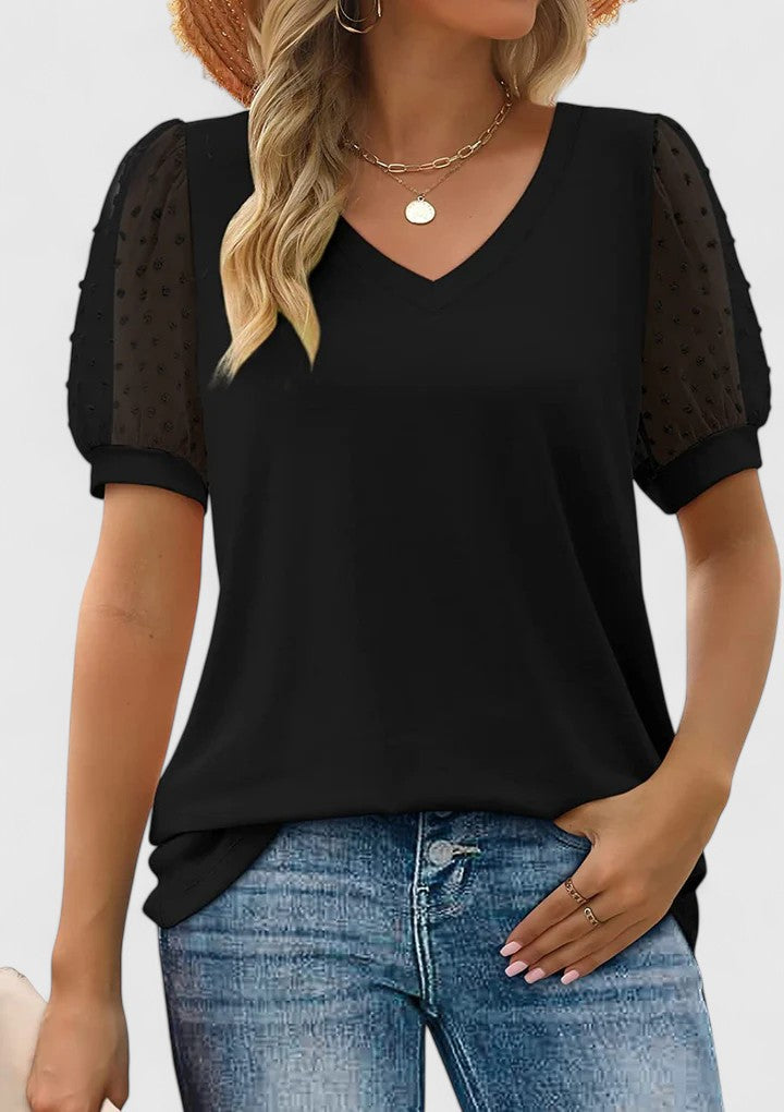 Chic Women's Blouse With Sheer Sleeves 3