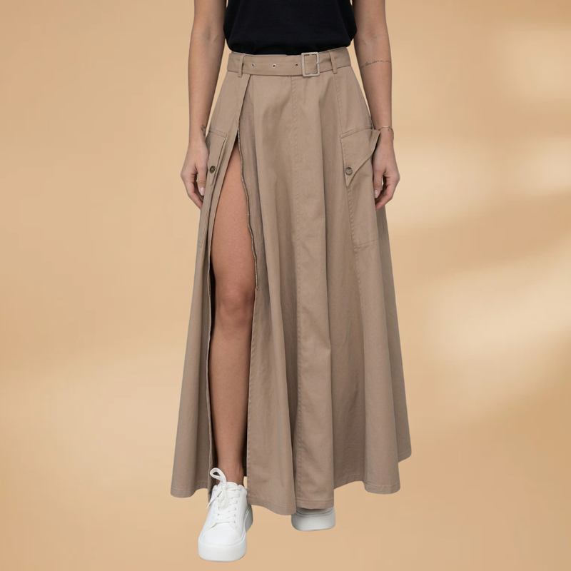 Chic Women's Maxi Skirt with High Slit 0