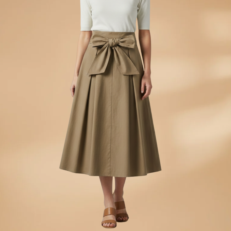 Chic Women's Midi Skirt with Bow Detail 0
