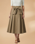 Chic Women's Midi Skirt with Bow Detail 0