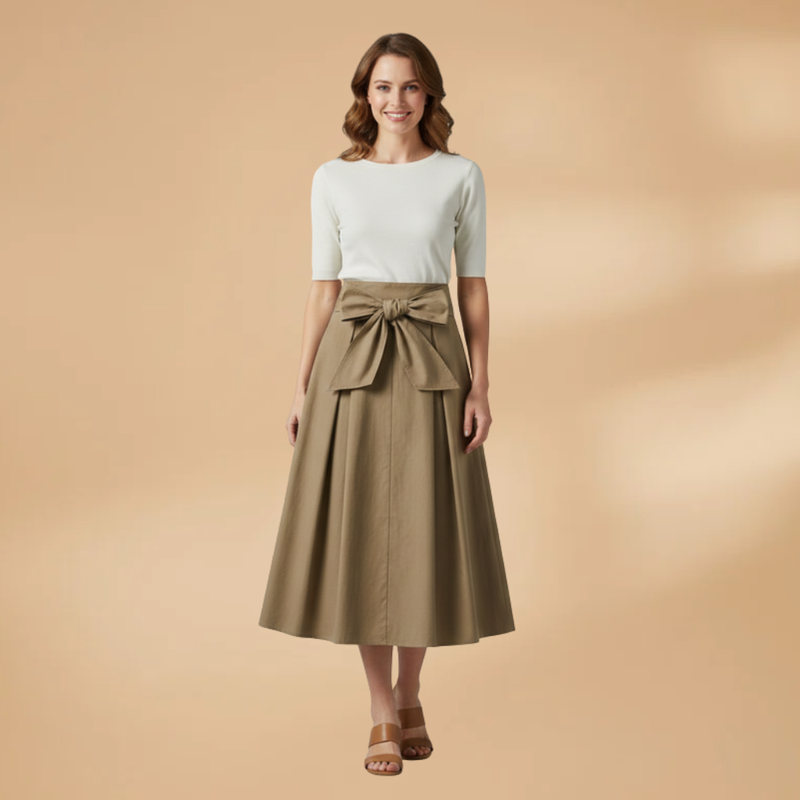 Chic Women's Midi Skirt with Bow Detail 2