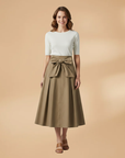 Chic Women's Midi Skirt with Bow Detail 2