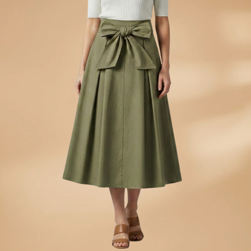 Chic Women's Midi Skirt with Bow Detail 5