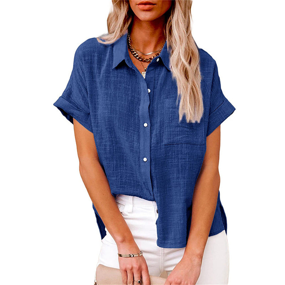 Chic Women's Shirt With Pocket - Short Sleeve 2