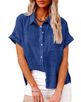 Chic Women's Shirt With Pocket - Short Sleeve 2