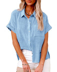 Chic Women's Shirt With Pocket - Short Sleeve 3