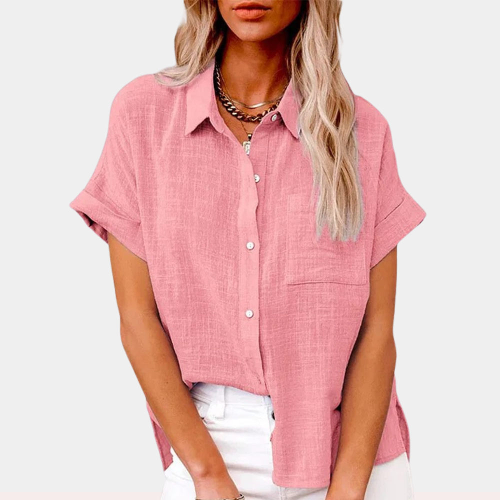 Chic Women's Shirt With Pocket - Short Sleeve 4