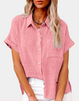 Chic Women's Shirt With Pocket - Short Sleeve 4