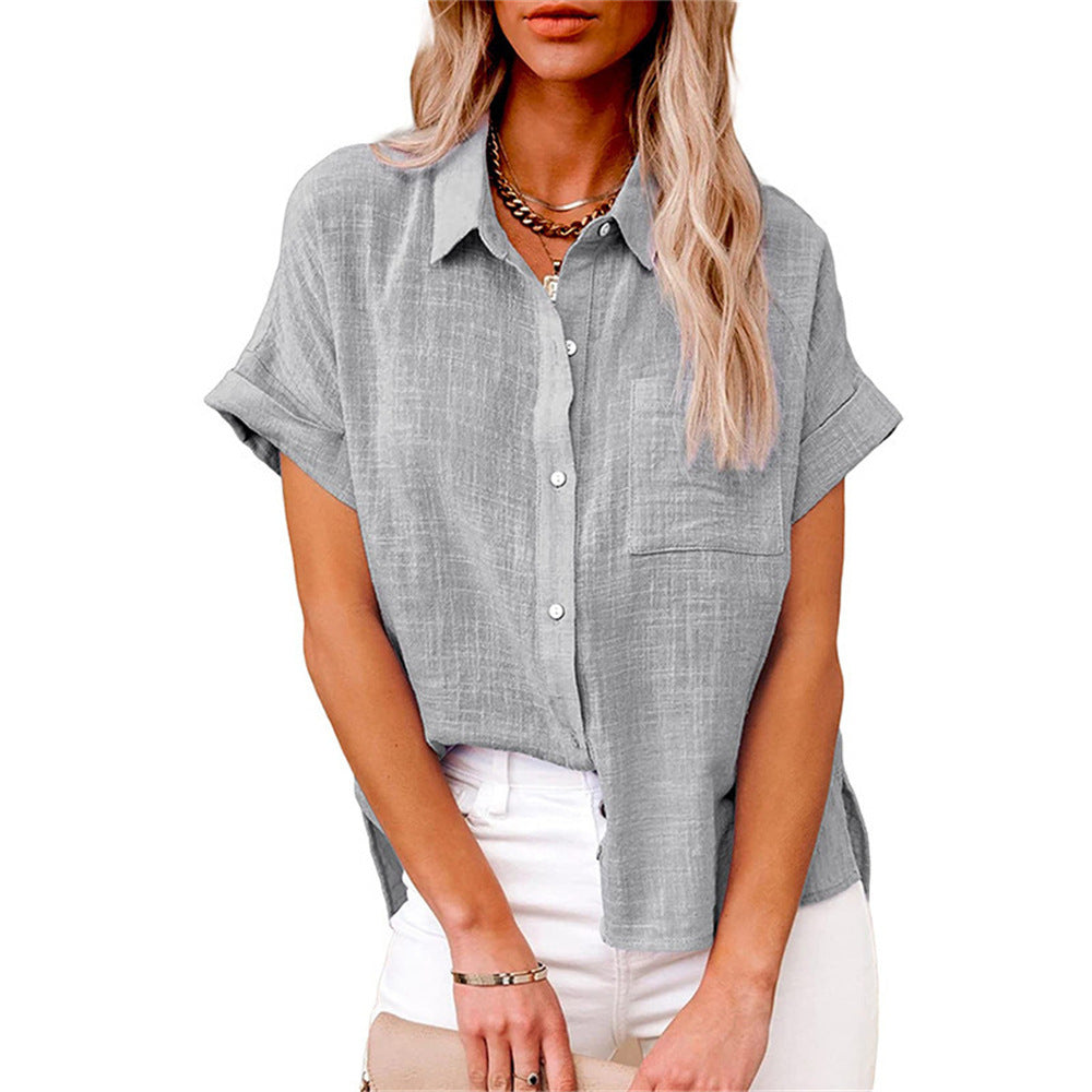 Chic Women's Shirt With Pocket - Short Sleeve 5