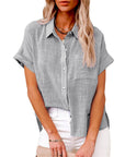 Chic Women's Shirt With Pocket - Short Sleeve 5