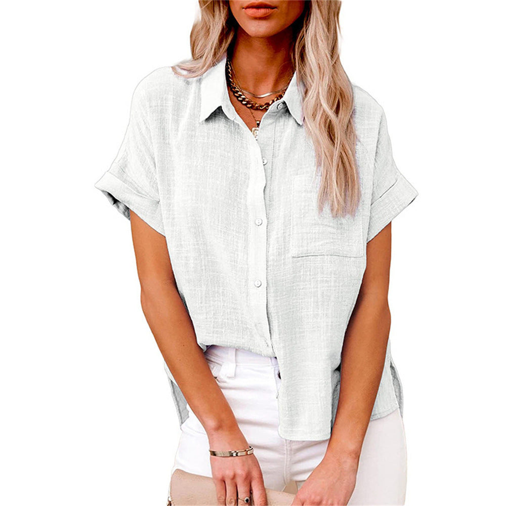 Chic Women's Shirt With Pocket - Short Sleeve 6