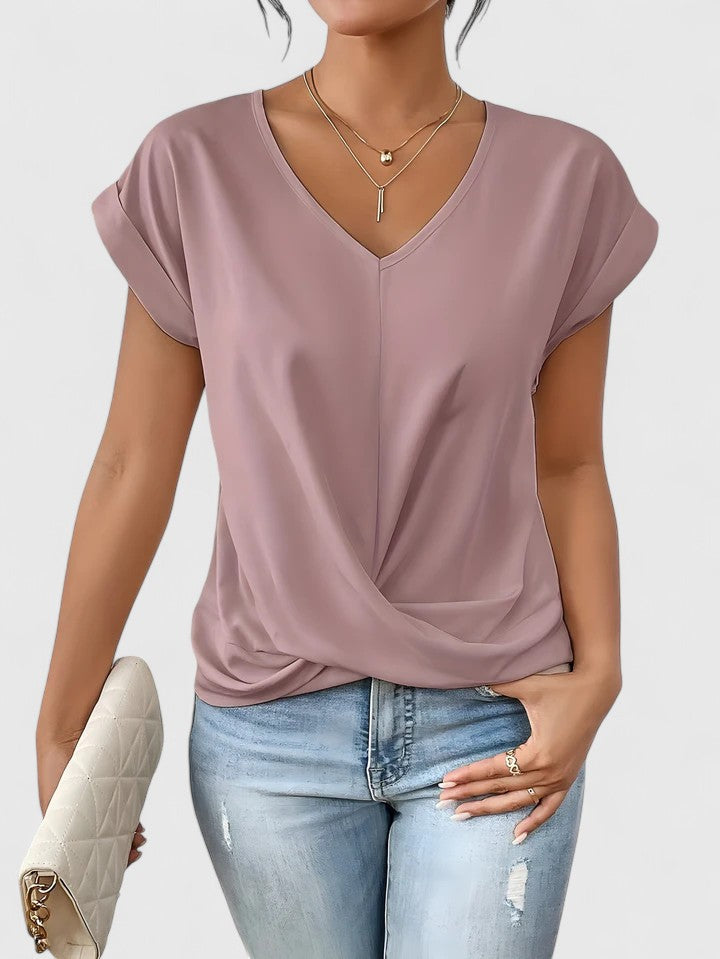 Chic Women's Top With Twist Detail V-Neck 0