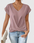 Chic Women's Top With Twist Detail V-Neck 0