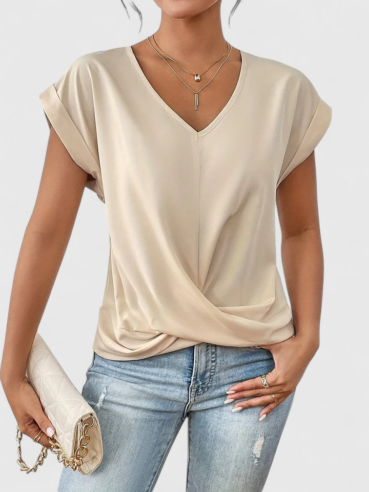 Chic Women's Top With Twist Detail V-Neck 1
