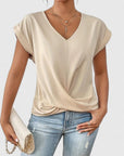 Chic Women's Top With Twist Detail V-Neck 1