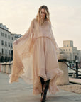 Chiffon Dress With Cloak Long Sleeve Maxi Shift Style For Casual Events 0