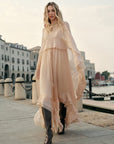 Chiffon Dress With Cloak Long Sleeve Maxi Shift Style For Casual Events 1