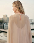 Chiffon Dress With Cloak Long Sleeve Maxi Shift Style For Casual Events 3