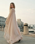 Chiffon Dress With Cloak Long Sleeve Maxi Shift Style For Casual Events 4