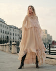 Chiffon Dress With Cloak Long Sleeve Maxi Shift Style For Casual Events 5