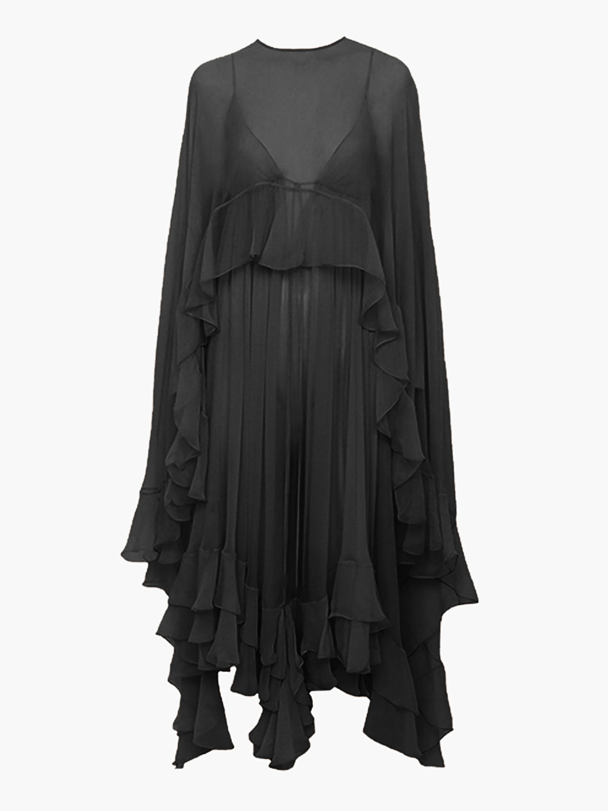 Chiffon Dress With Cloak Long Sleeve Maxi Shift Style For Casual Events 7