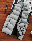 Men's Black Quilted Vest sleeveless thermal zip gilet