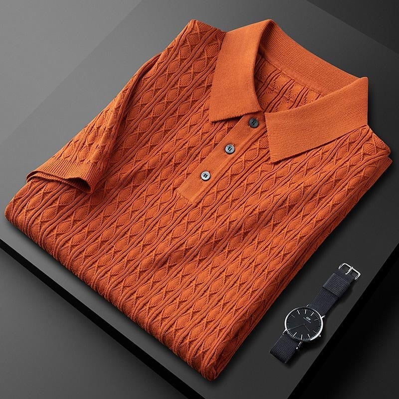 Classic Men's Polo Shirt With Textured Design 0