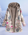 Women's hooded puffer jacket in black warm insulated winter