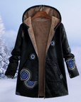Women's hooded puffer jacket in black warm insulated winter