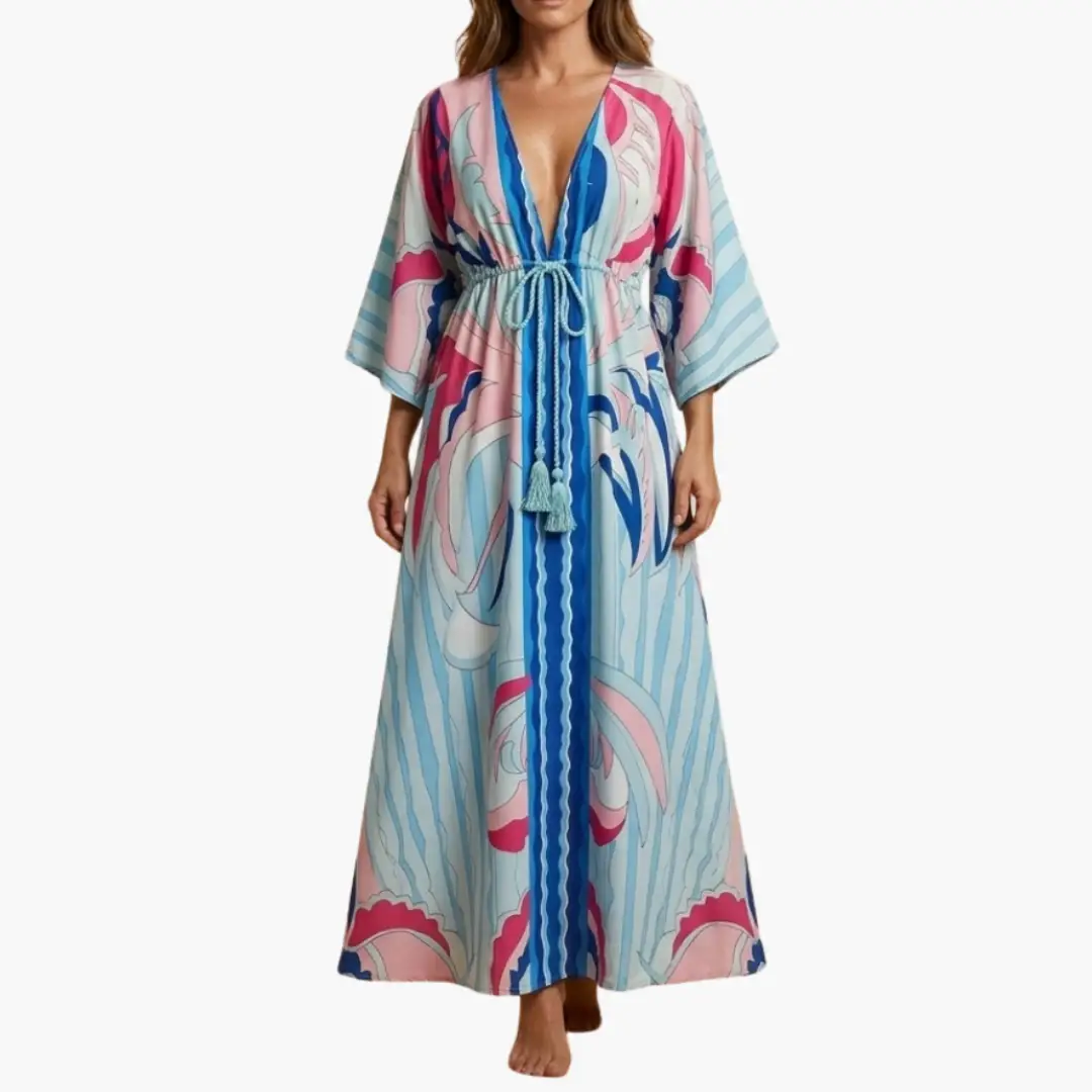 Colorful Maxi Dress Floral Print Lightweight Summer Casual Women's 8