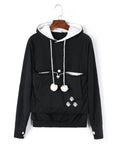 Black cat pouch hoodie with kangaroo pocket
