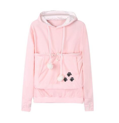 Black cat pouch hoodie with kangaroo pocket