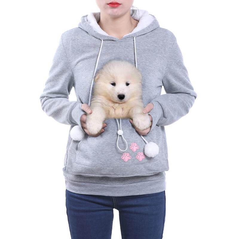 Black cat pouch hoodie with kangaroo pocket