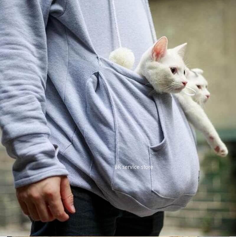 Red cat pouch hoodie with kangaroo pocket