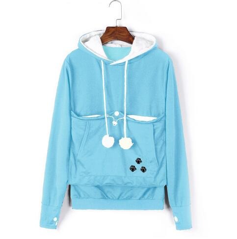 Red cat pouch hoodie with kangaroo pocket