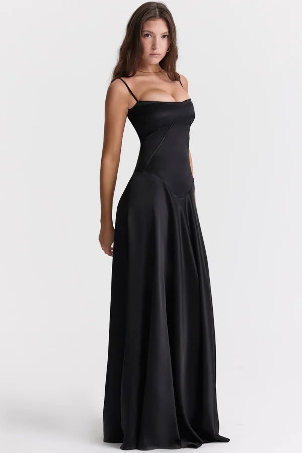 Corset Maxi Dress With Lace-Up Back And Satin Finish 5