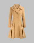 Women's deep red double-breasted longline coat