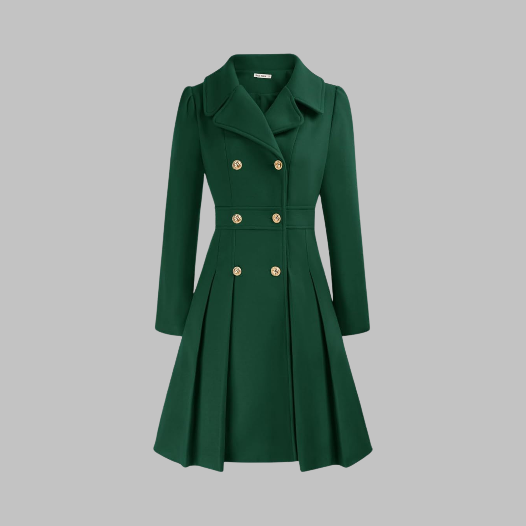 Women's deep red double-breasted longline coat