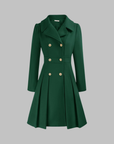 Women's deep red double-breasted longline coat