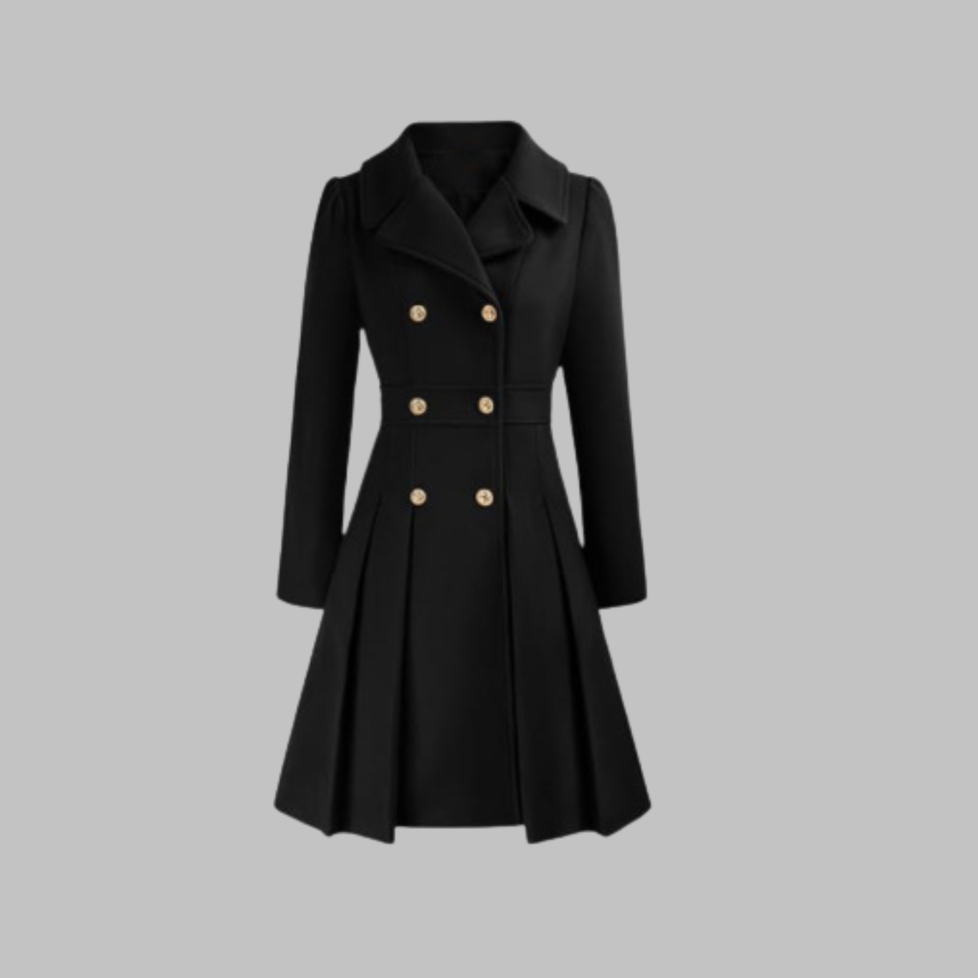 Women's deep red double-breasted longline coat