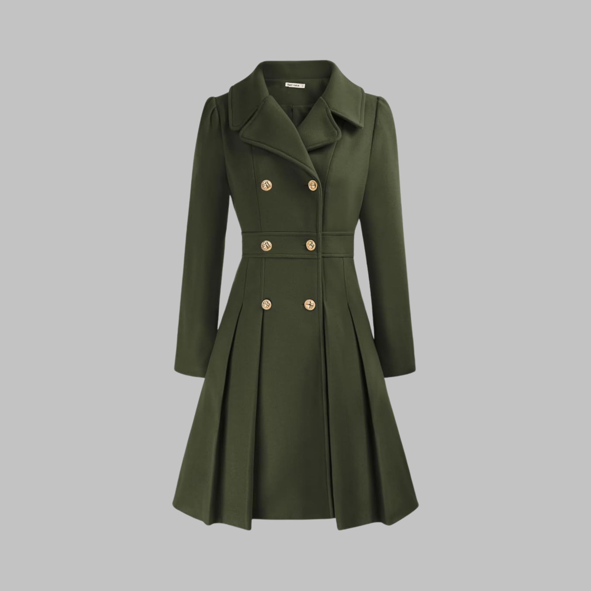 Women's deep red double-breasted longline coat