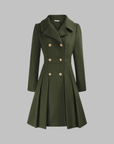 Women's deep red double-breasted longline coat
