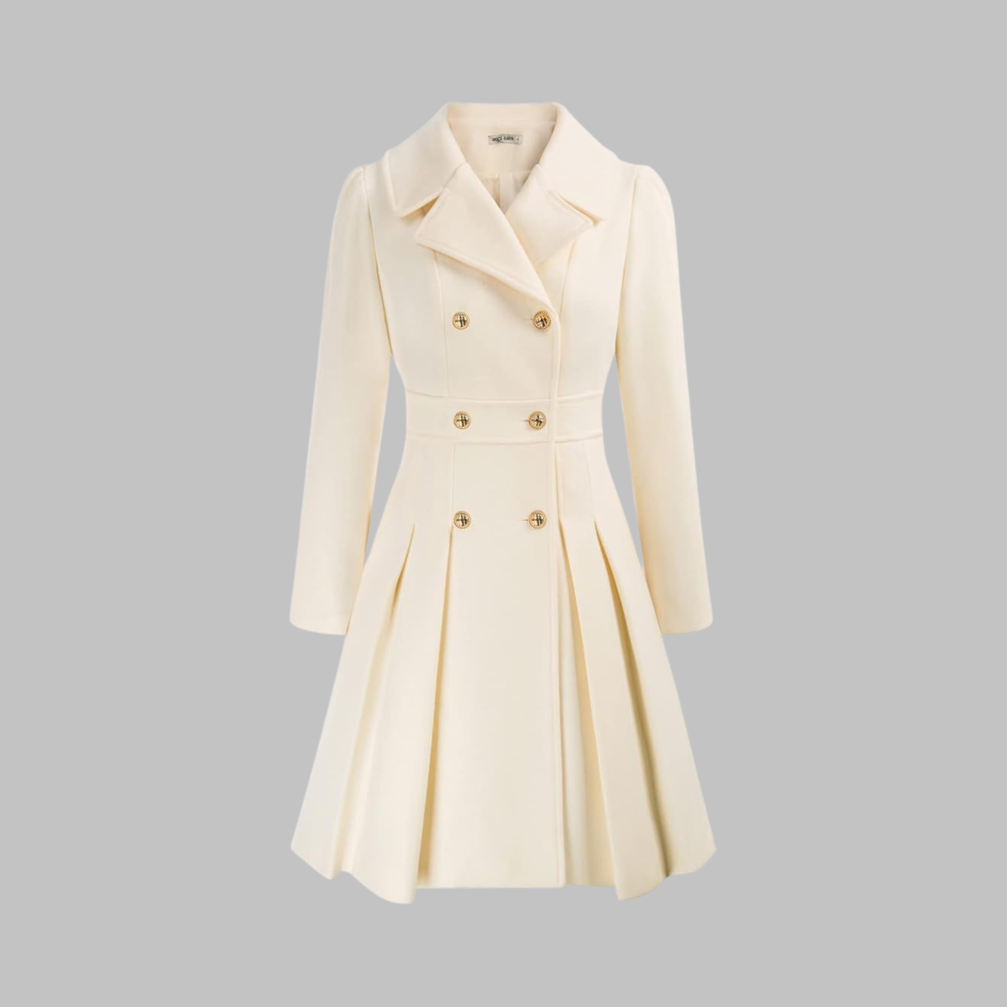 Women's deep red double-breasted longline coat