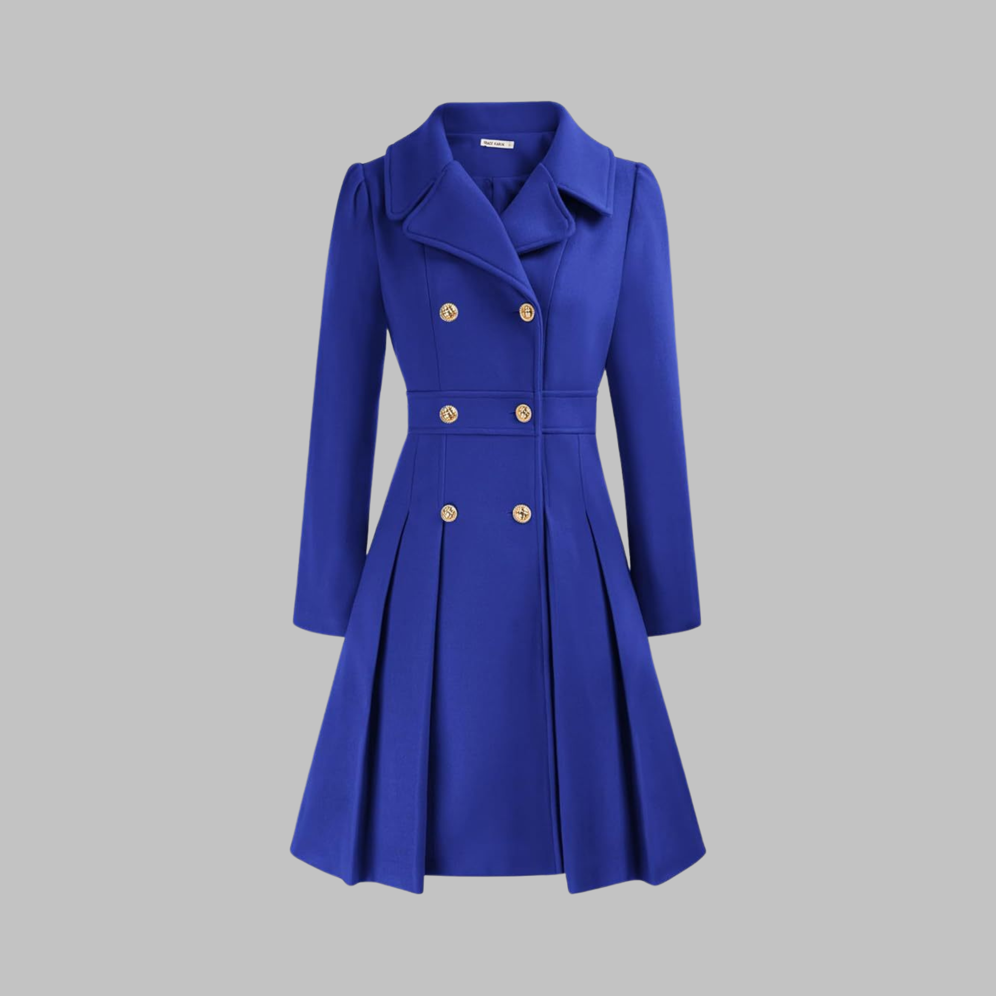 Women's deep red double-breasted longline coat